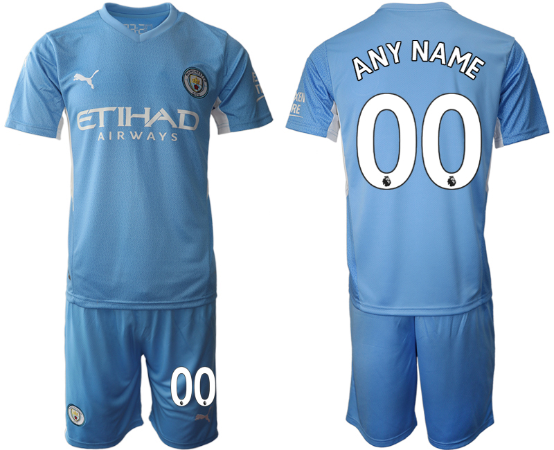 Men 2021-2022 Club Manchester City home Light blue customized Soccer Jersey->customized soccer jersey->Custom Jersey